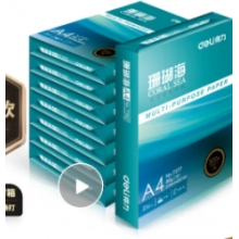 得力(deli)珊瑚海A4打印紙 80g克500張*8包一箱